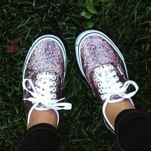 Vans off the wall glitter shoes